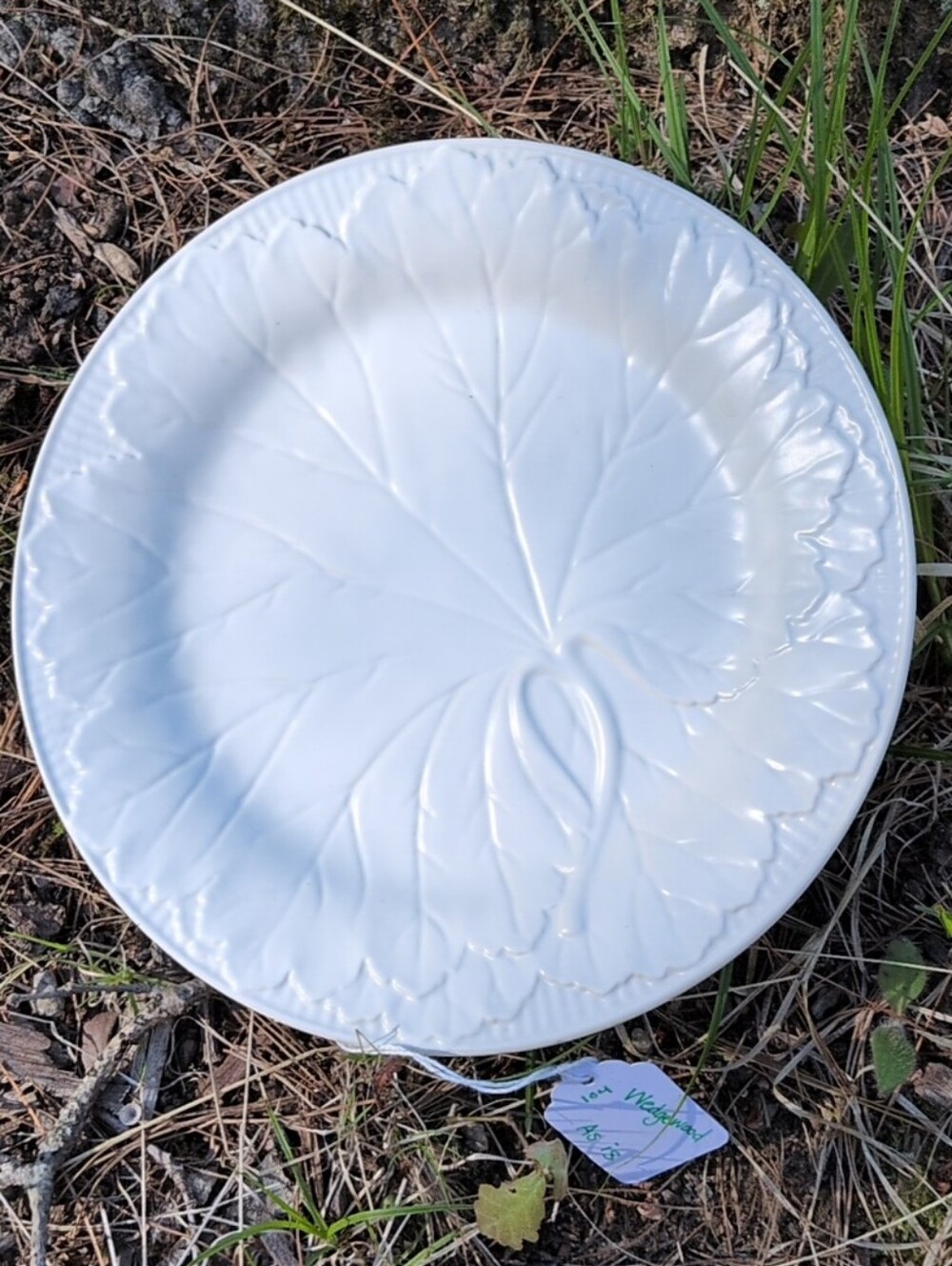 Wedgwood White Embossed Leaf Ceramic Dinner Plate